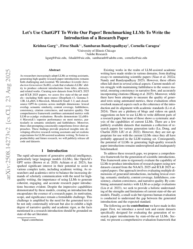 Preview for Let's Use ChatGPT To Write Our Paper! Benchmarking LLMs To Write the Introduction of a Research Paper